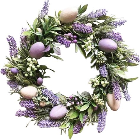 MagiDeal 45cm Easter Egg Wreath Front Door Decorative Window Artificial