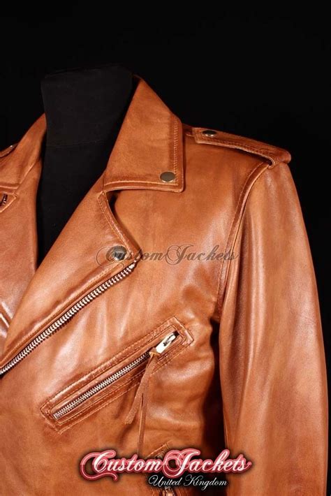 Mens Brando Slim Fit Leather Jacket Tan Wax Lambskin Smart Bikers Leather Jacket Ebay