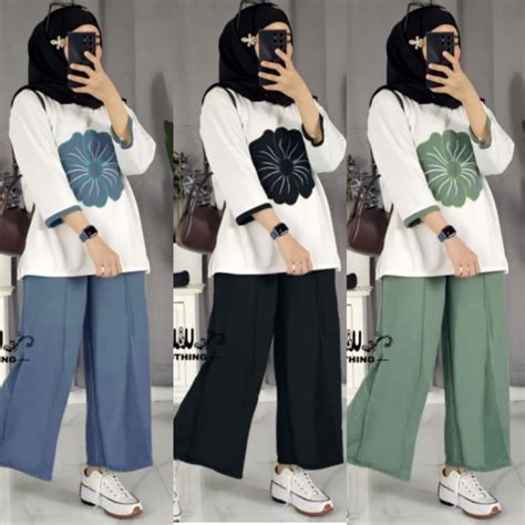 jual aster set celana cargo crinkle airflow ld  setelan aster