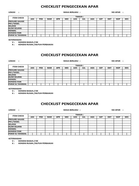 Checklist Apar Pdf