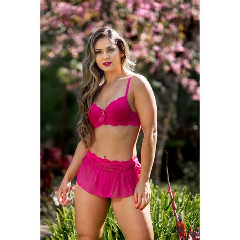 Conjunto Trio Serena Lingerie Bojo Sensual Roupa Intima Saia