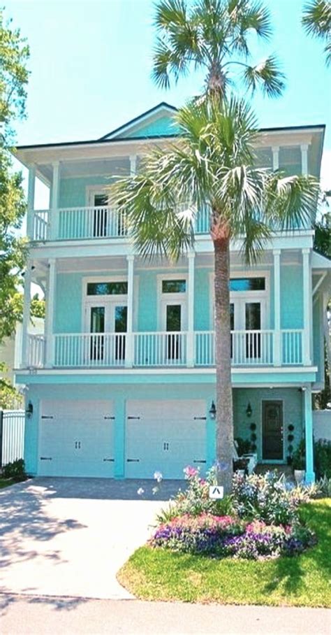 Miami Home In Tiffany Blue By Lendry Homes Coastal Beach House Exterior Coastal House Plans