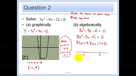 Solving A Quadratic Inequality Algebraically