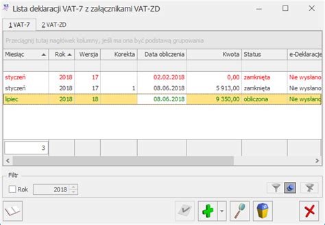 Lista deklaracji VAT 7 z uwzględnieniem korekty