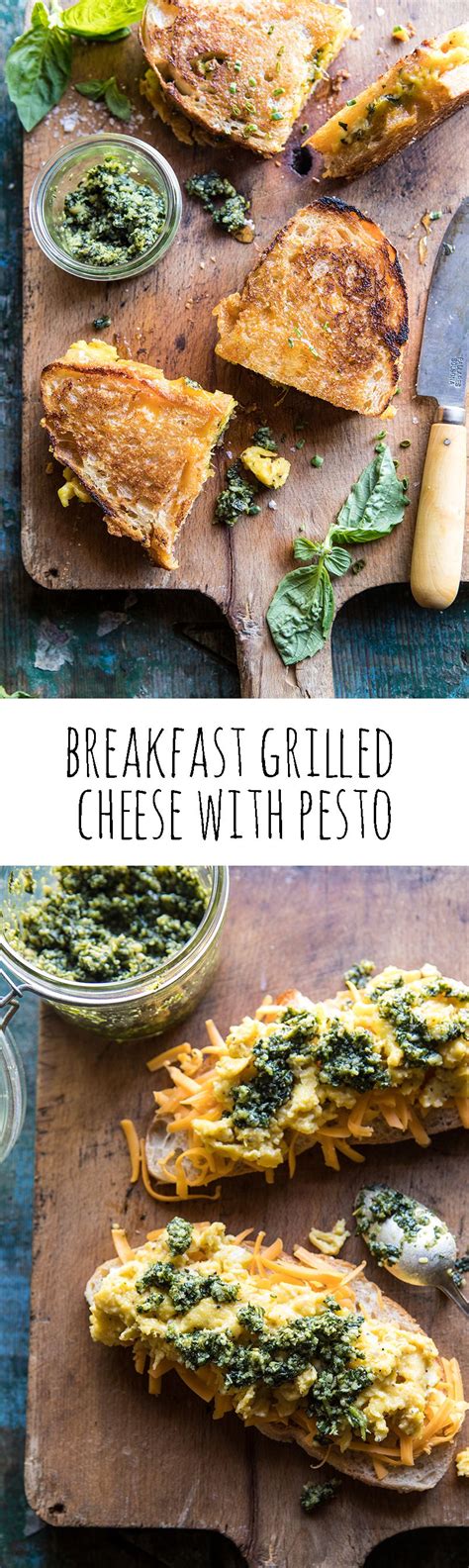 Breakfast Grilled Cheese With Soft Scrambled Eggs And Pesto Recipe