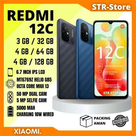 Jual Xiaomi Redmi 12c 4 128 Gb Redmi 12c 4 64 Gb Redmi 12c 3 32 Gb