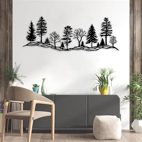 Amazon.com: Metal Forest Wall Art, Forest Wall Decor, Mountain and ...