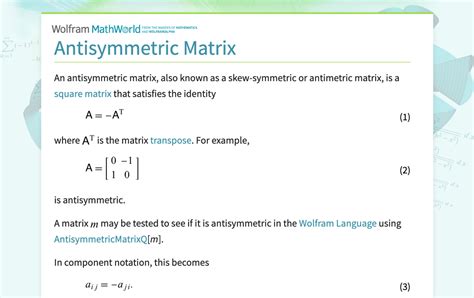 Antisymmetric Matrix From Wolfram MathWorld