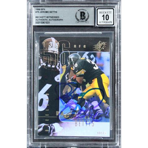 Jerome Bettis Signed 1999 SPx 70 BGS Autograph Graded 10