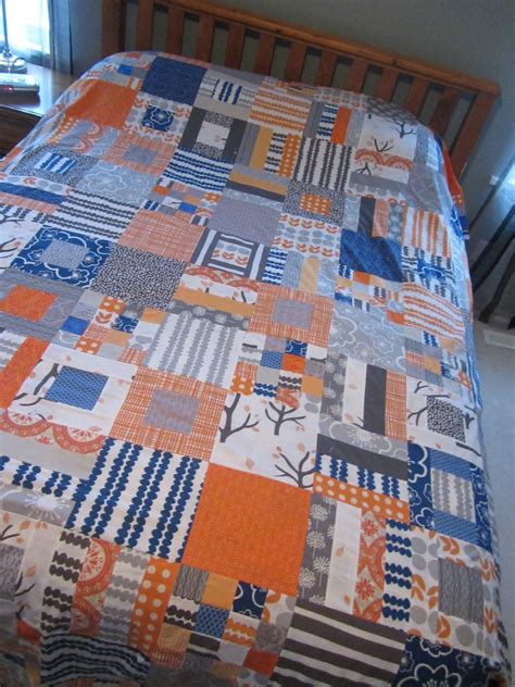 Orange Grey And Blue Quilt Top Orange Quilt Purple Quilts Blue Quilts