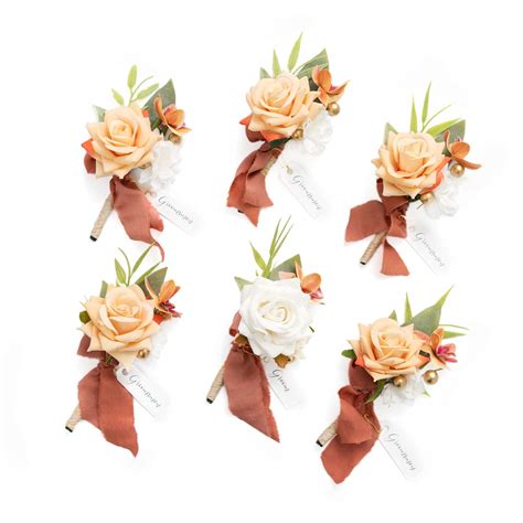 Buy Ling S MomentLing S Moment Terracotta Burnt Orange Boutonniere For