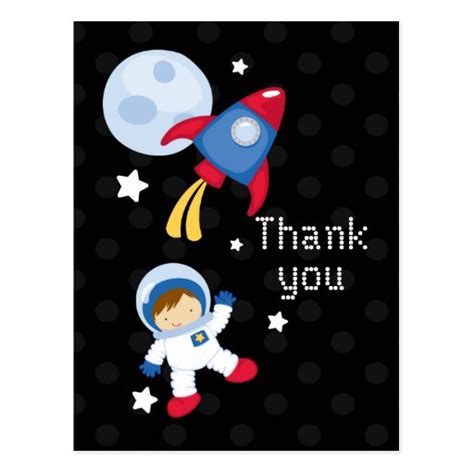 Fun Outerspace Astronaut Thank You Postcard Zazzle