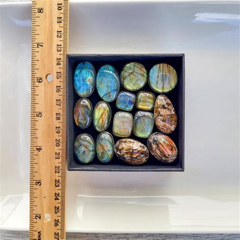 Grooved Cabochons Labradorite Petrified Wood Jewelry Making Macrame