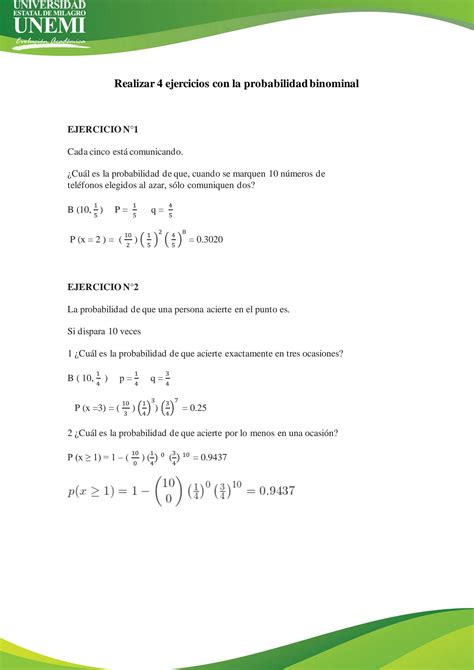 Solution Estad Stica Ejercicios Binomial Studypool