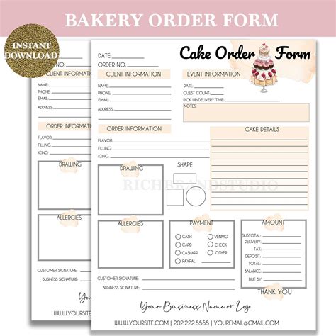 Bakery Order Form Template Free