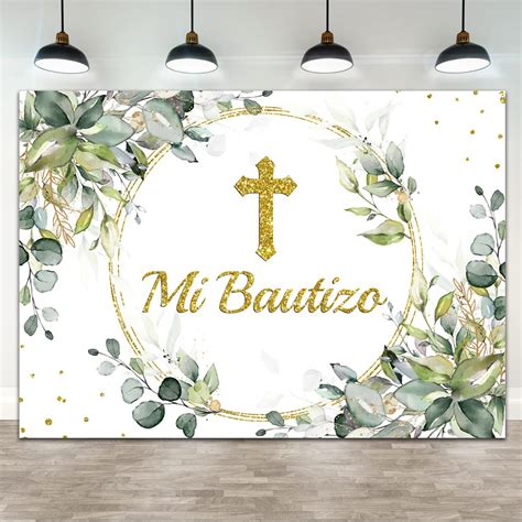 Buy Ticuenicoa 7×5ft Greenery Baby Baptism Christening Backdrop Gold Mi