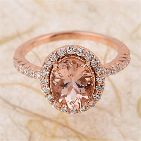 Morganite Engagement Ring 9x7 Oval Morganite Wedding Ring Etsy