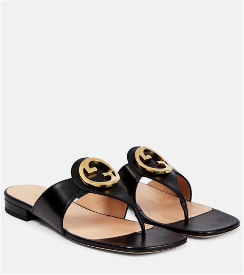 Gucci GG Leather Thong Sandals In Black Lyst