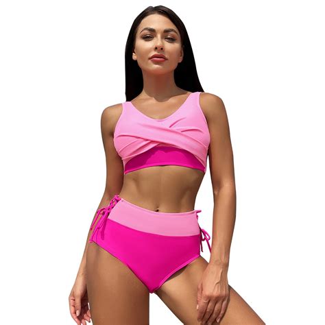 Lovskoo Women S Piece Color Block Bikini Set Quick Drying