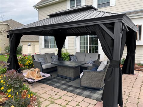 PURPLE LEAF 12' X 16' Permanent Hardtop Gazebo Aluminum Frame Gazebo ...