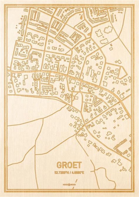 Kaart Groet Gegraveerde Stadskaart Hood Wood Hout A Bol