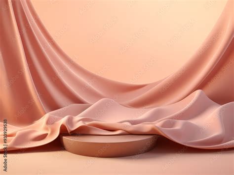 Eyecatching Display Podium With Pedestal Flying Nude Color Silk Cloth Curtain Product