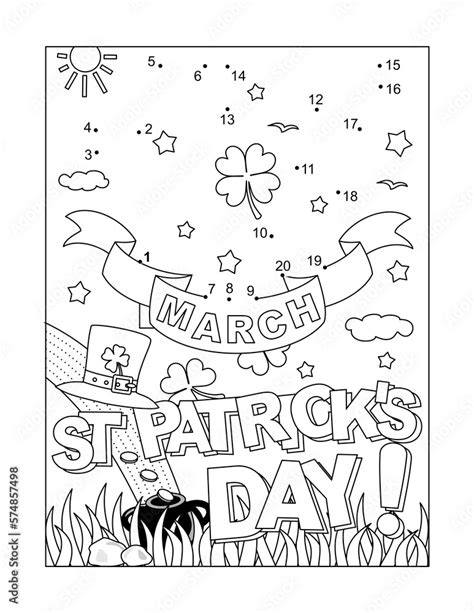 St Patrick S Day Dot To Dot Hidden Picture Puzzle And Coloring Page