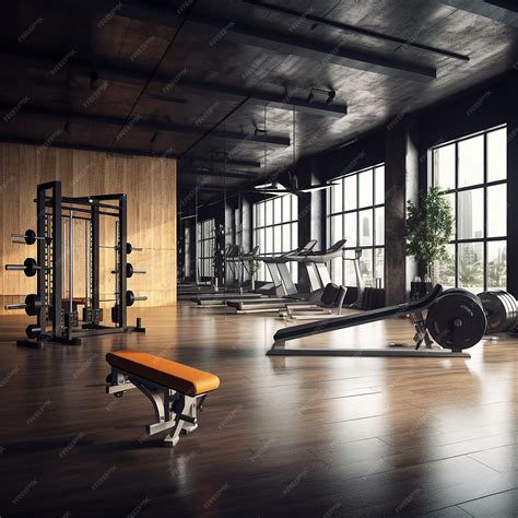 Premium Photo | Interior of modern gym with equipment and modern design