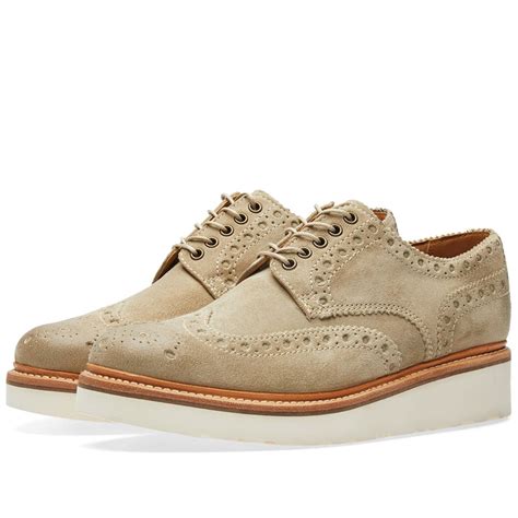 Grenson Archie V Brogue Camel Burnished Suede End Uk