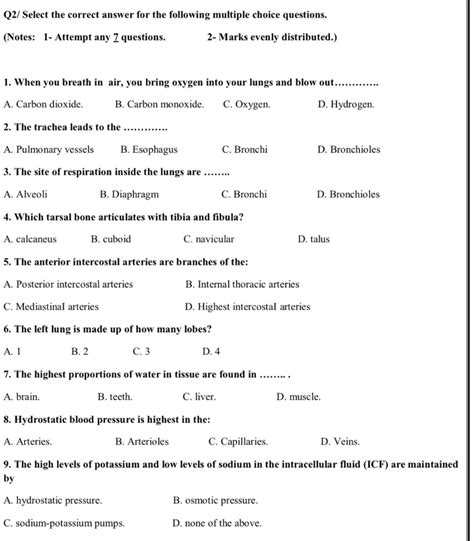 Solved Q2 Select The Correct Answer For The Following