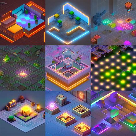 Isometric Game Art World Lights With Bloom Trending Stable Diffusion