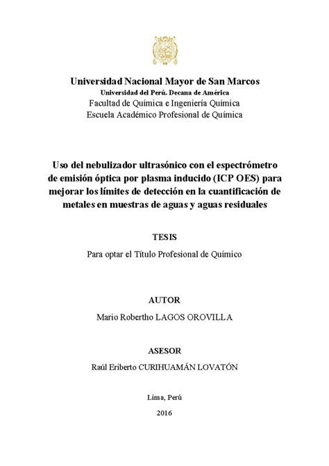 Lagos Om Universidad Nacional Mayor De San Marcos Universidad Del Perú Decana De América