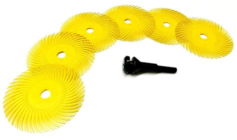 3m Radial Bristle Disc 3 80 Grit Yellow With 14 Mandrel 6 Brushes