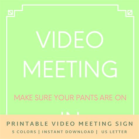 In Meeting Sign Printable Zoom Meeting Video Meeting Signs | Etsy