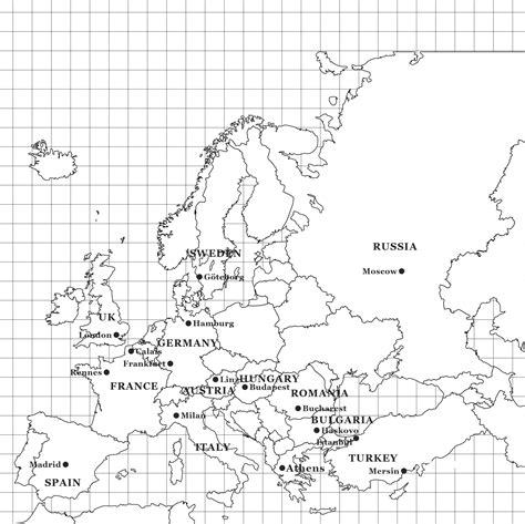 Blank Black And White Map Of Europe Printable