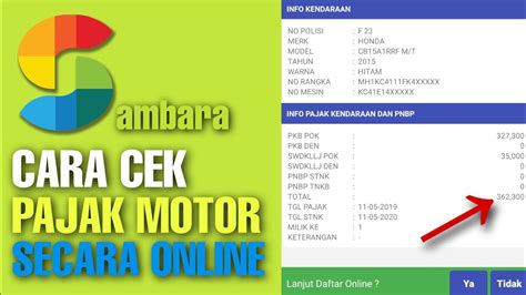 CARA CEK PAJAK MOTOR ONLINE APLIKASI SAMBARA YouTube