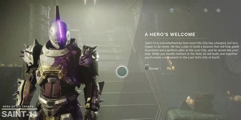 Saint 14 Has Appeared In Destiny 2 S Tower With New Quests