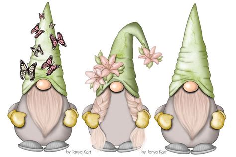 Spring Gnomes Floral PNG Green Clip Art Whimsical Design - Etsy | Clip art, Gnome pictures, Gnomes