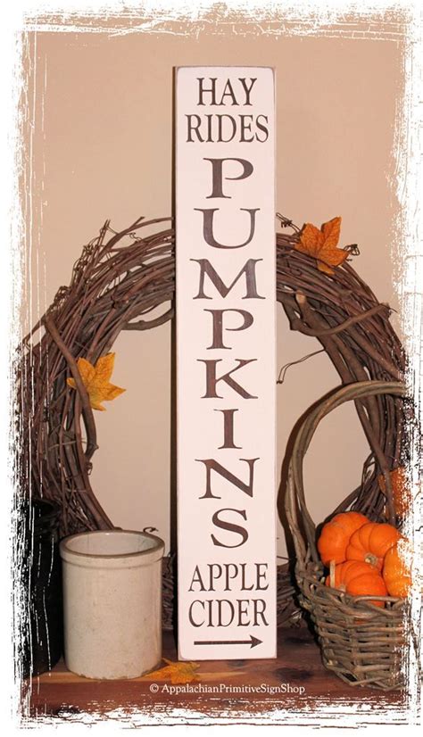 Vertical Wood Signs Pumpkins Hay Rides Apple Cider Wood Sign