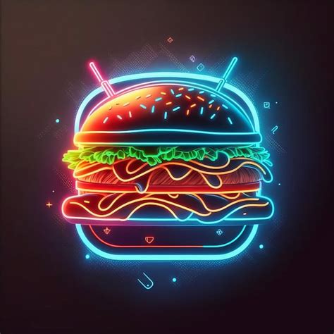 Premium Photo Neon Burger Illustration