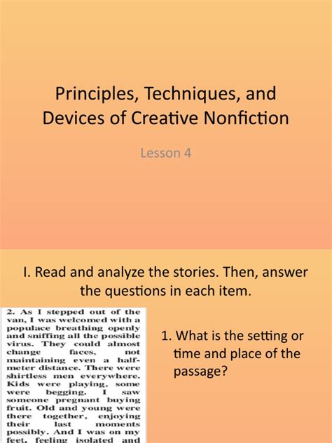 Creative Nonfiction Techniques Pdf Creative Nonfiction Narration