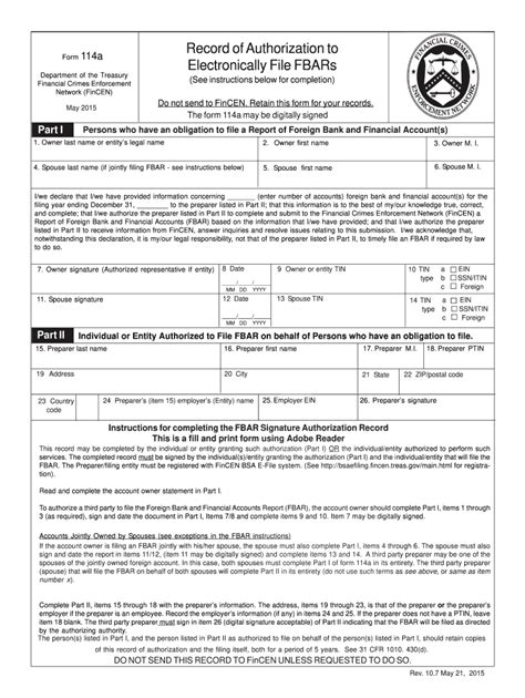 Blank Fincen 114 2015 2025 Form Fill Out And Sign Printable Pdf