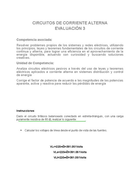 EVA 6A Evaluación 3 de tarifas y legislación eléctricas CIRCUITOS