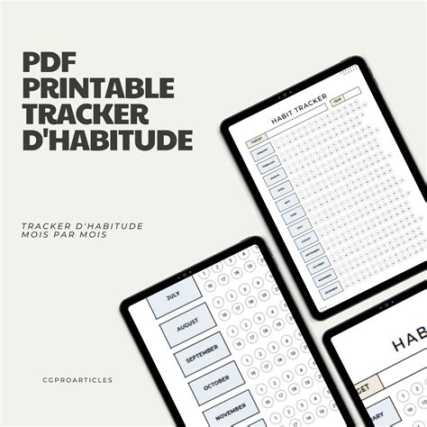 Pdf Printable Template Habit Tracker Tracker D Habitude Etsy