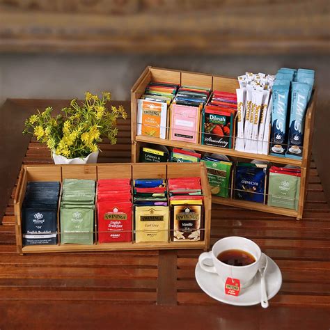 Free Shipping Bamboo Tea Bag Organizer 3 Tier Stackable Hot Tea Bag