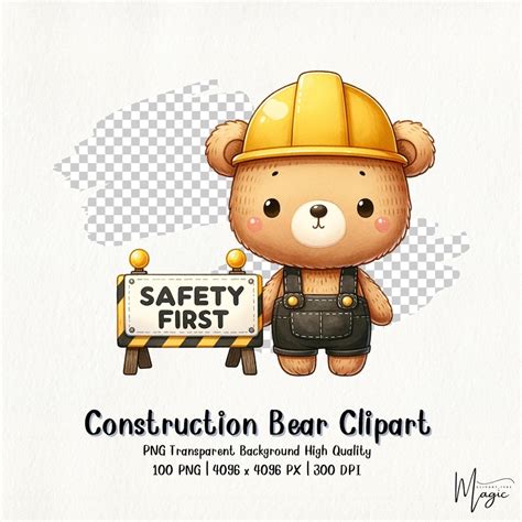 cute bear construction watercolor clipart bear png bear construct