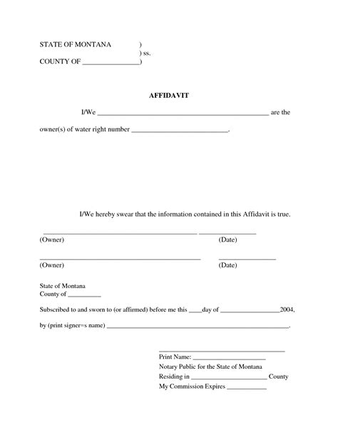 Affidavit Printable Form Printable Forms Free Online