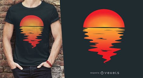 Sunset Reflecting On Water T Shirt Design Vector Download