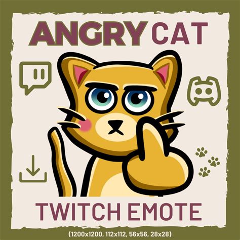 Angry Yellow Cat Cat Emote Funny Cat Emote Angry Cat Emote Cat Middle