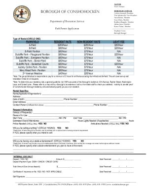 Fillable Online Park Permit Application 61422 Pdf Fax Email Print